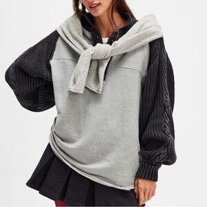 Free People We The Free Marco Polo Pullover in Grey Combo NWOT